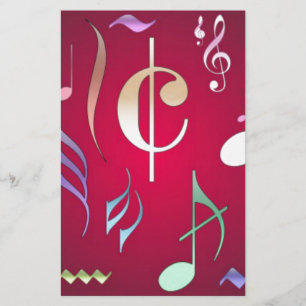 Coloured Musical Notes Stationery