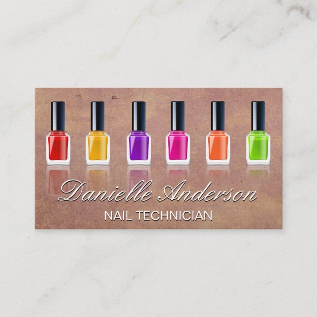 Coloured Nail Polish Bottles Business Card (Front)