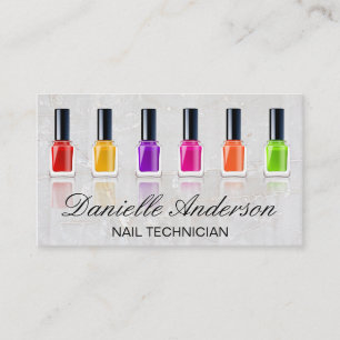 Coloured Nail Polish Bottles   Marble Business Card