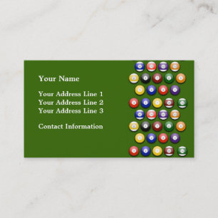 Coloured Numbered Pool Balls on Business Card