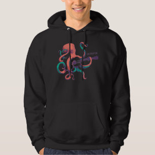 Coloured octopus playing guitar hoodie