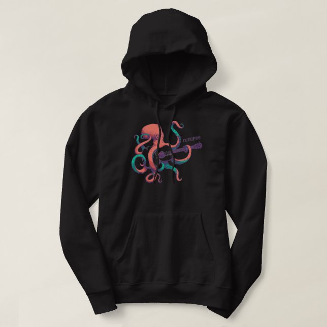 Coloured octopus playing guitar hoodie (Design Front)