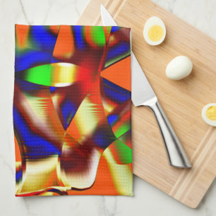Coloured of majestic colours, blue and orange foug tea towel
