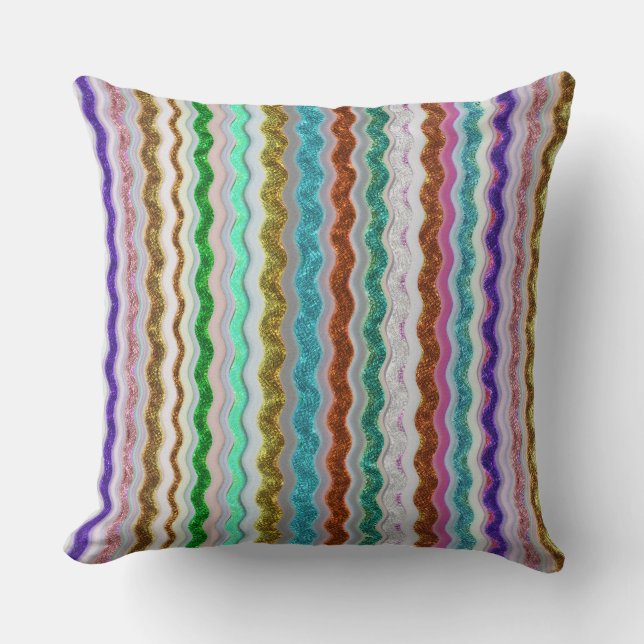 Coloured of wavy stripes resembling snakeskin  cushion (Front)