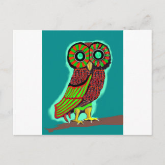 Coloured owl postcard
