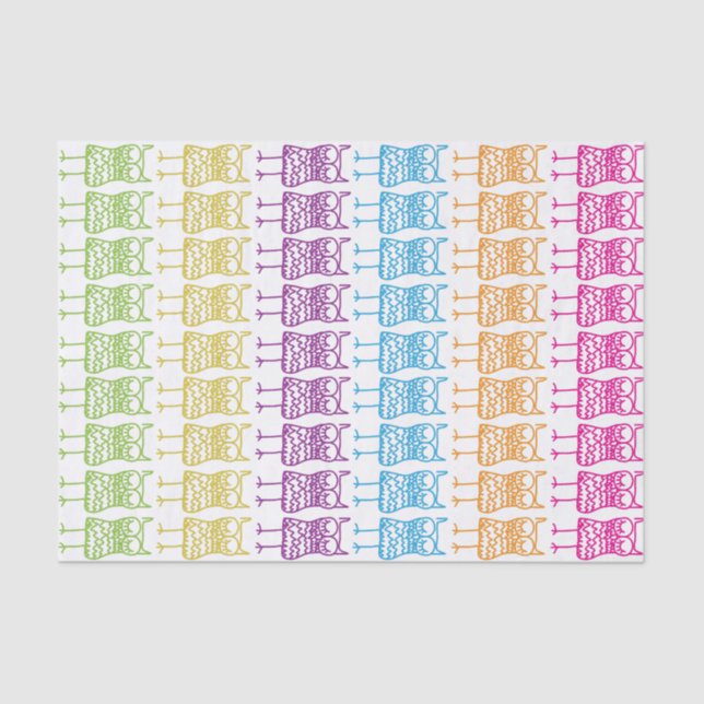 Coloured Owls Tissue Paper (Front)