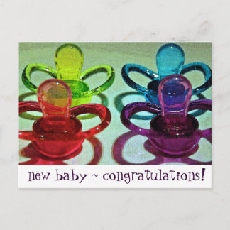 Coloured Pacifiers Announcement Postcard