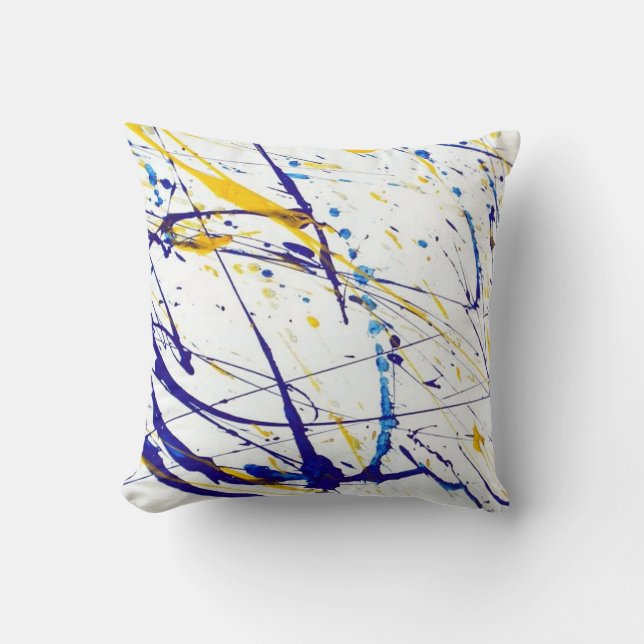 coloured paint splatter pillow (Front)