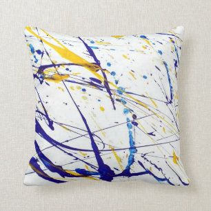 coloured paint splatter pillow