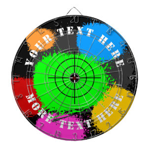 Coloured paintball splashes and crosshairs custom dartboard