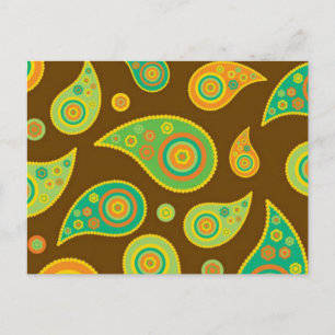 Coloured Paisley Pattern Postcard