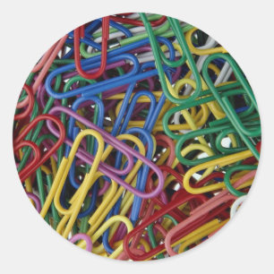 Coloured paper clips classic round sticker