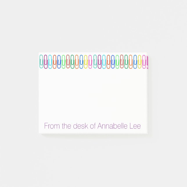 Coloured Paperclips Post-it Notes (Front)