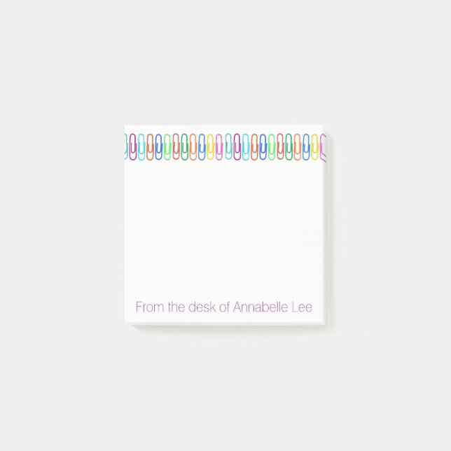 Coloured Paperclips Post-it Notes (Front)