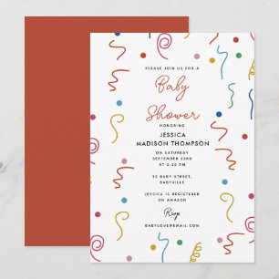 Coloured Party Confetti Baby Shower Invitation