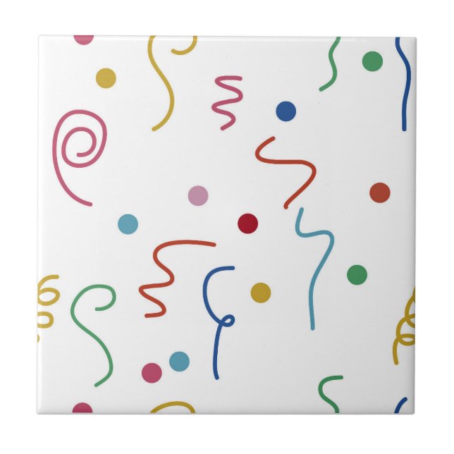 Coloured Party Confetti Pattern Ceramic Tile (Front)