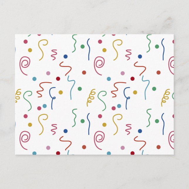 Coloured Party Confetti Pattern Holiday Postcard (Front)