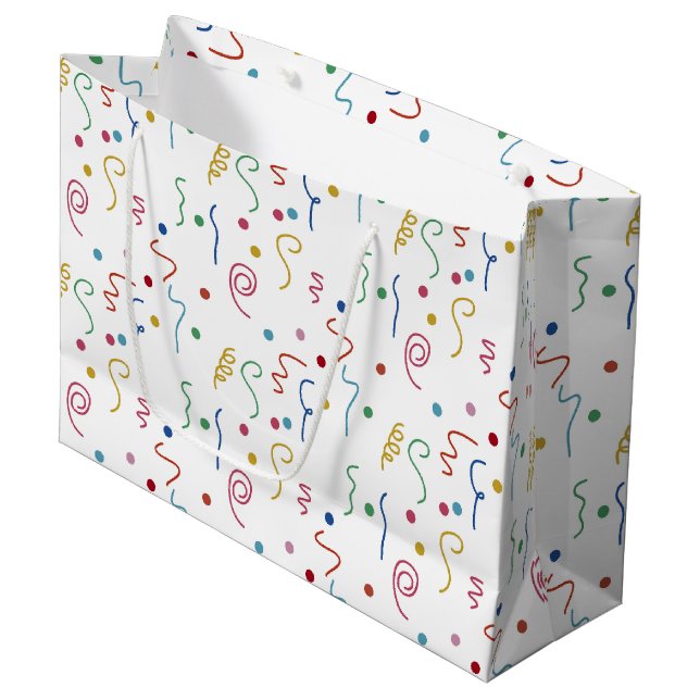 Coloured Party Confetti Pattern Large Gift Bag (Front Angled)