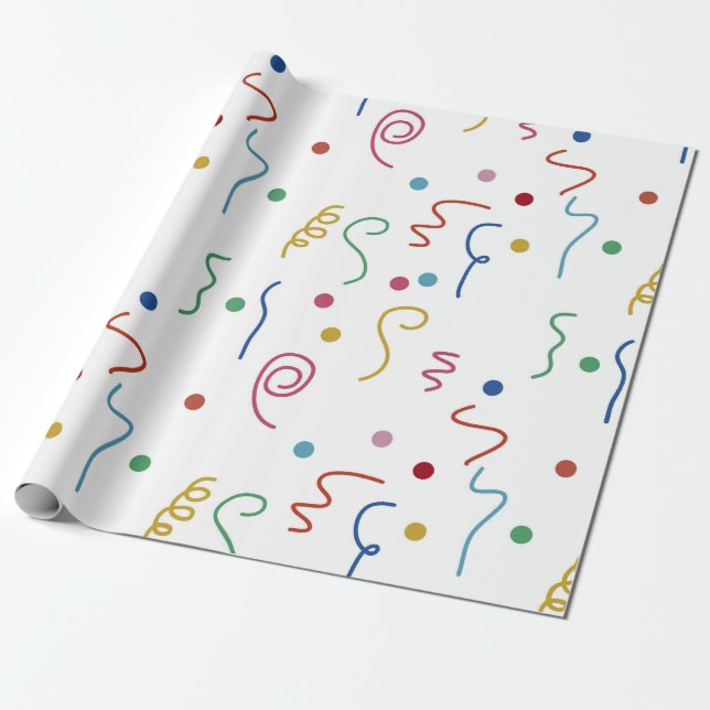 Coloured Party Confetti Pattern Wrapping Paper (Unrolled)