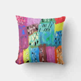 Coloured patches cushion