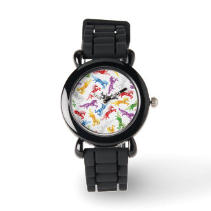 Coloured Pattern jumping Horses Watch