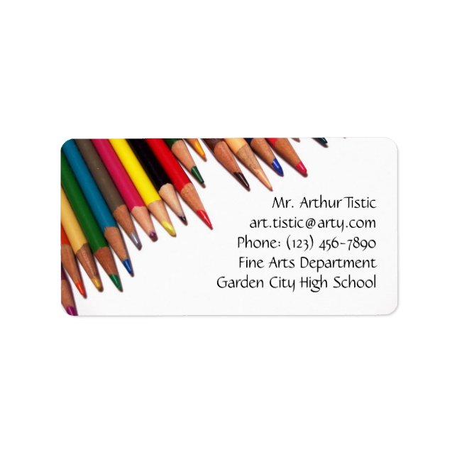 Coloured Pencil Corner Art Teacher Info Labels (Front)