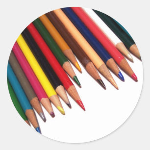 Coloured Pencil Corner Classic Round Sticker
