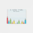 Coloured Pencil Personalised Teacher Post It Note