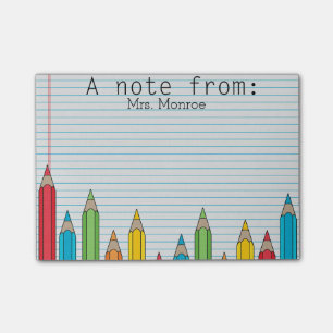 Coloured Pencil Personalised Teacher Post It Note