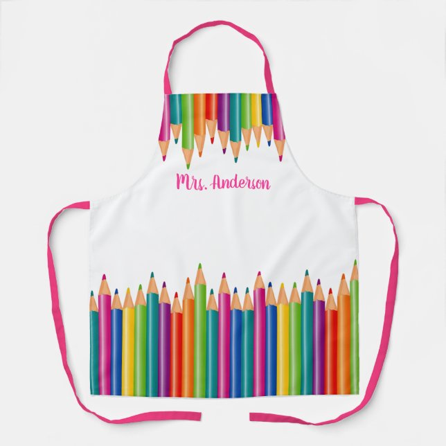 Coloured Pencil Row Personalise Apron (Front)