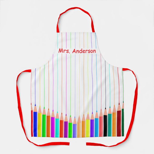 Coloured Pencil Stripes Too Personalise Apron (Front)