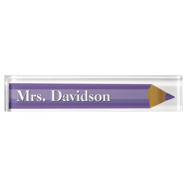 Coloured Pencil Teacher's Custom Desk Nameplate (Front)