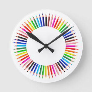 Coloured Pencil Wall Clock