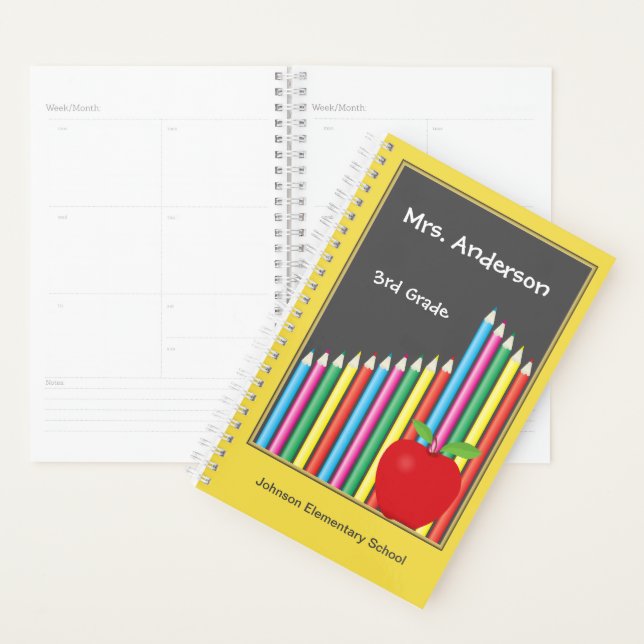 Coloured Pencils Apple Teacher Planner (Display)