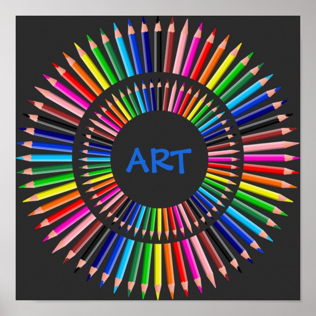 Coloured Pencils Circle, Art Teacher, Artist, Poster (Front)