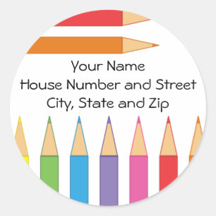 Coloured Pencils Classic Round Sticker