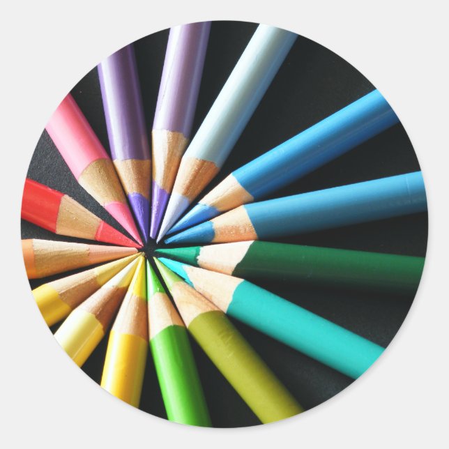 Coloured Pencils Classic Round Sticker (Front)