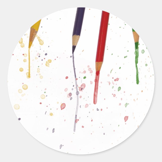 Coloured Pencils Classic Round Sticker (Front)