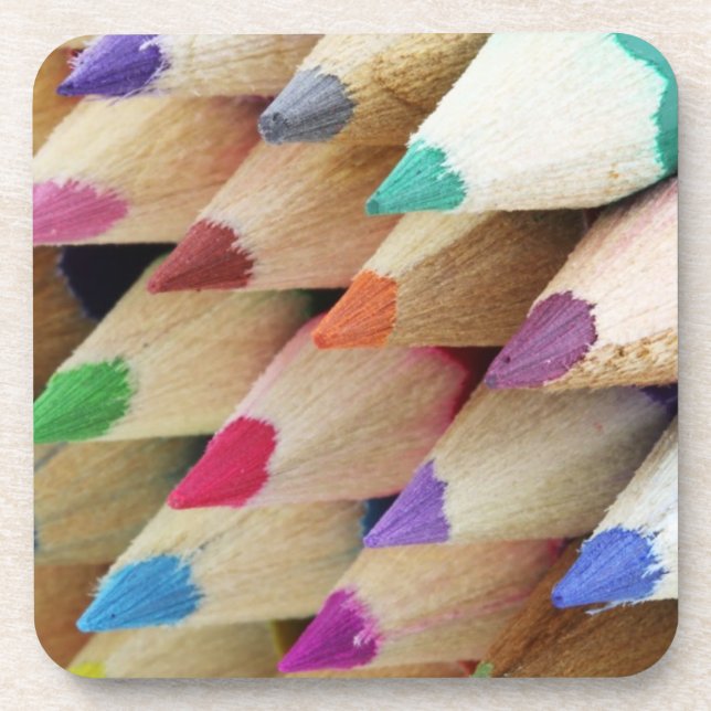 Coloured Pencils Cork Coasters (Front)