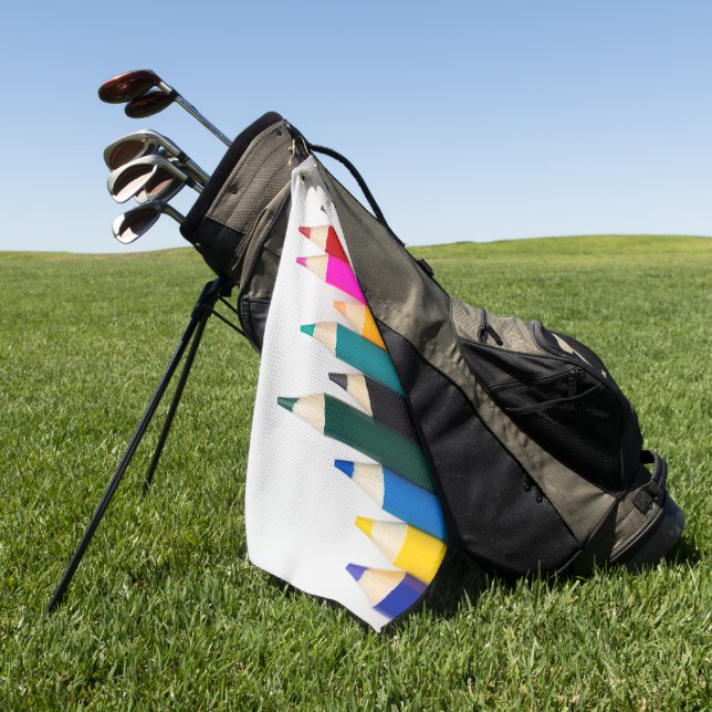 Coloured Pencils Golf Towel (Green)