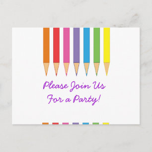 Coloured Pencils Invitation Postcard