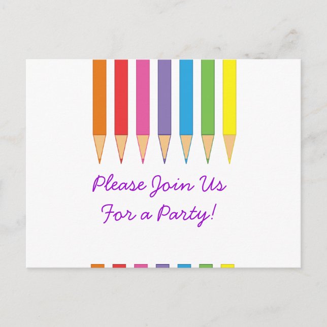 Coloured Pencils Invitation Postcard (Front)