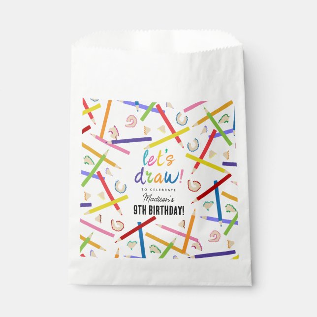 Coloured Pencils Kids Art Birthday Party Favour Bag (Front)