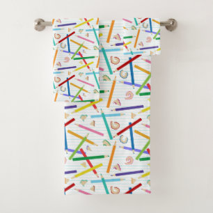 Coloured Pencils Kids Bath Towel Set