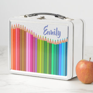 Coloured Pencils Metal Lunch Box