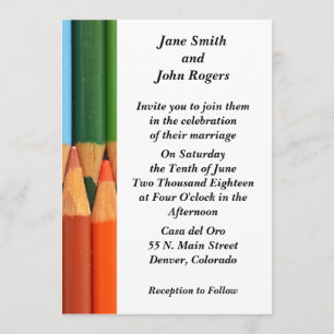 Coloured Pencils Modern Wedding Invitation Custom