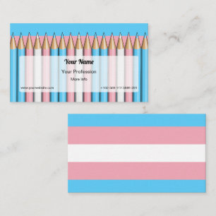 Coloured pencils on the transgender pride flag business card