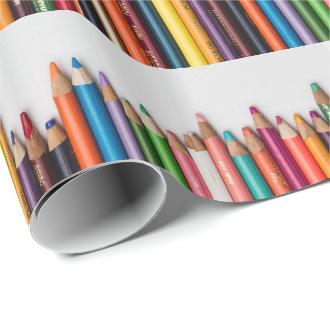 Coloured pencils, paint, multi-coloured artist too wrapping paper (Roll Corner)