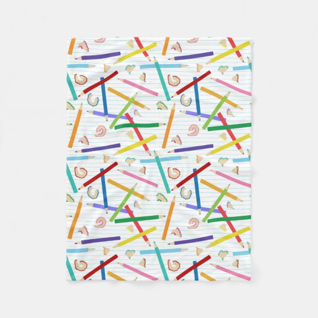 Coloured Pencils Pattern Fleece Blanket (Front)