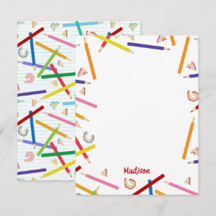 Coloured Pencils Pattern Kids Custom Name Card